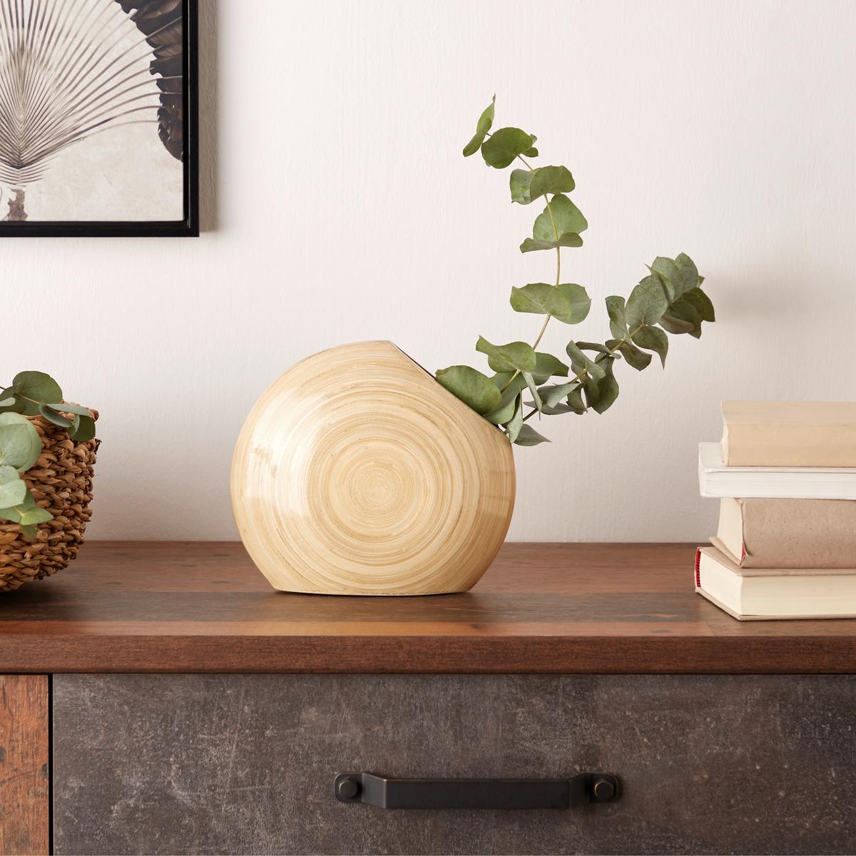 Vase Carlota Oval Bambus Naturfarben H: 17 cm - Naturfarben, MODERN, Naturmaterialien (20/17cm) - James Wood