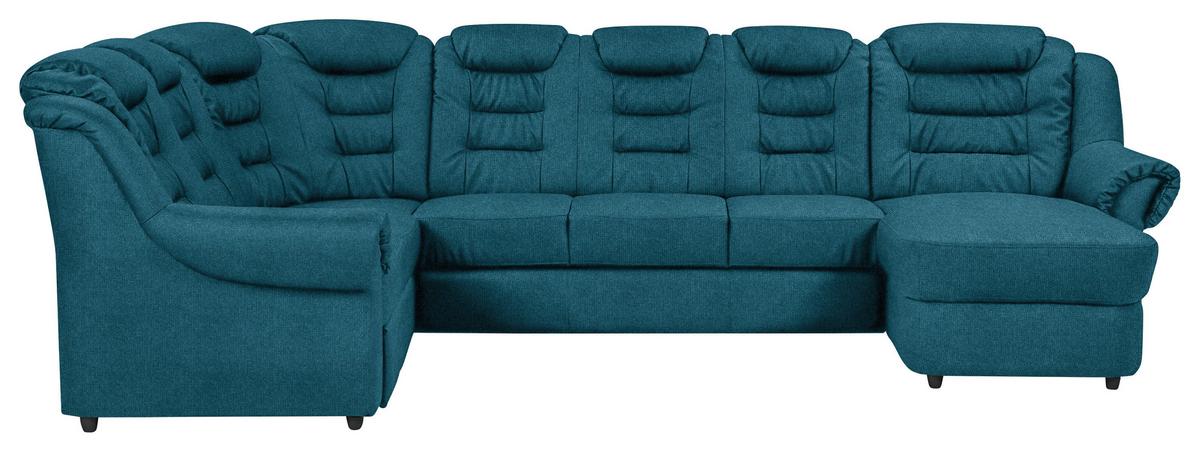 Wohnlandschaft Boston Blau Chenille - Blau/Schwarz, KONVENTIONELL, Textil (216/333/165cm) - Livetastic