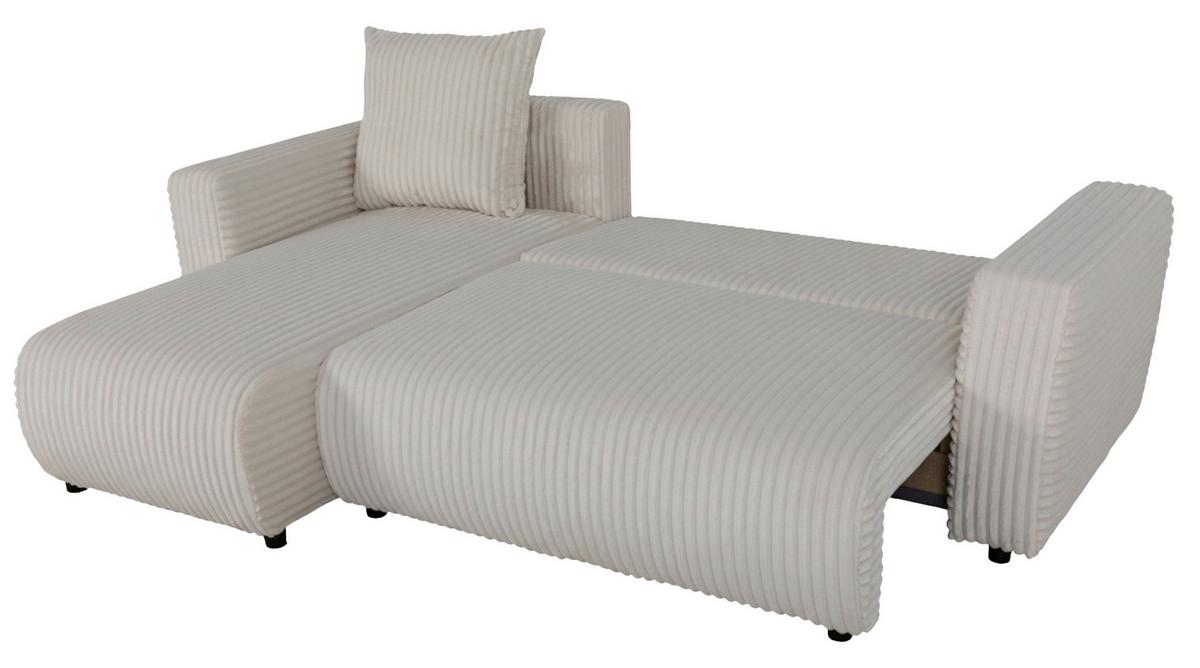 Eckschlafsofa mit Bettkasten Will, beige, 240x160cm - Beige/Schwarz, KONVENTIONELL, Holz/Holzwerkstoff (240/160cm)
