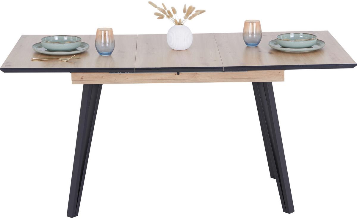 Rozkládací stůl 120-160/75/80cm - černá, Konvenční, kov/kompozitní dřevo (120-160/75/80cm)