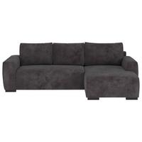 Ecksofa mit Bettfunktion Giro Mikrofaser schwarz, B: 252cm - Schwarz, Trend, Textil (252/86/170cm)