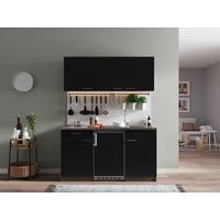 Miniküche Oliver Singleküche 150 cm - Eichefarben/Schwarz, Basics, Holzwerkstoff - Respekta