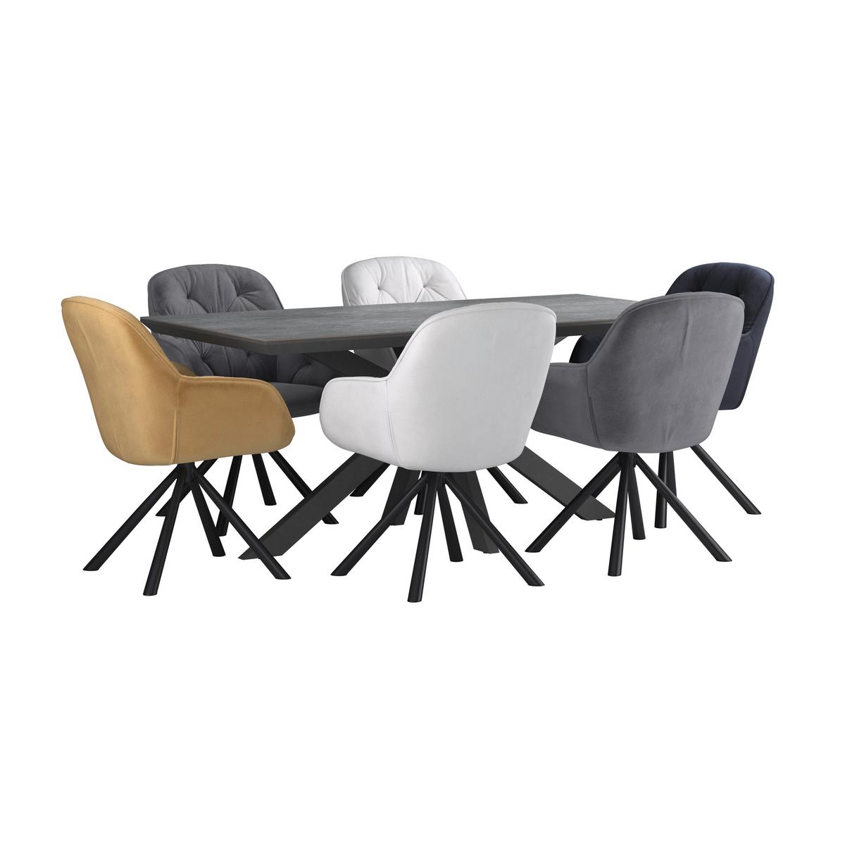 Étkezőasztal Steve 1 180 - fekete, Modern, faalapú anyag/fém (180/76/90cm)