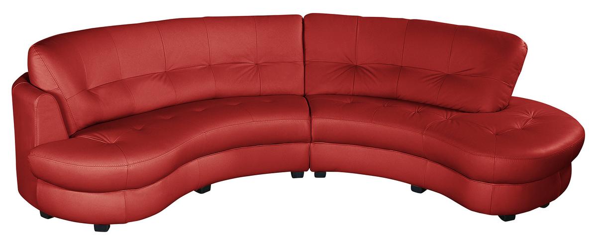 Ecksofa Bretania, Rot S: 300x113 Cm - Rot/Schwarz, Design, Leder/Textil (300/113cm) - Livetastic