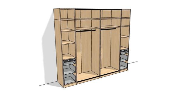Schwebetürenschrank + Spiegel B: 274cm Ondega Eiche Dekor - Eichefarben, KONVENTIONELL, Holzwerkstoff (274/242,2/61cm) - Ondega