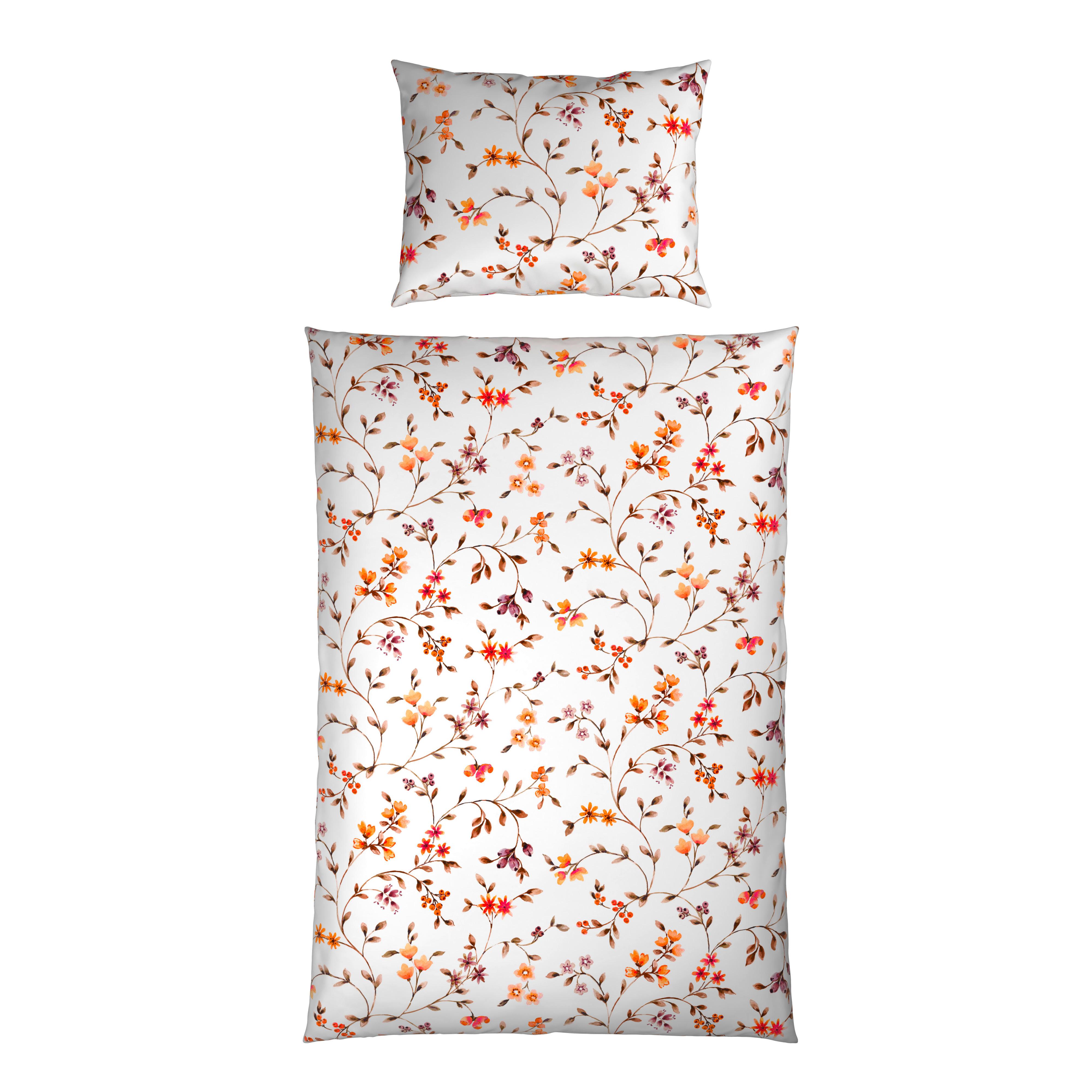 Bettwäsche 140x200 cm Antonia Blumen Orange/Beige