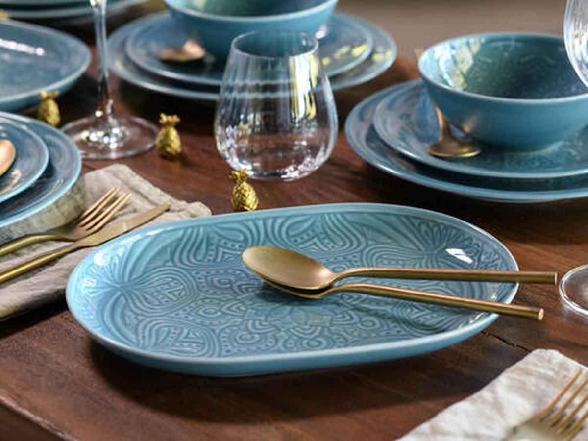 Servierplatten-Set 21625 Orient Mand. Aquam - Hellblau, Trend, Keramik - Creatable