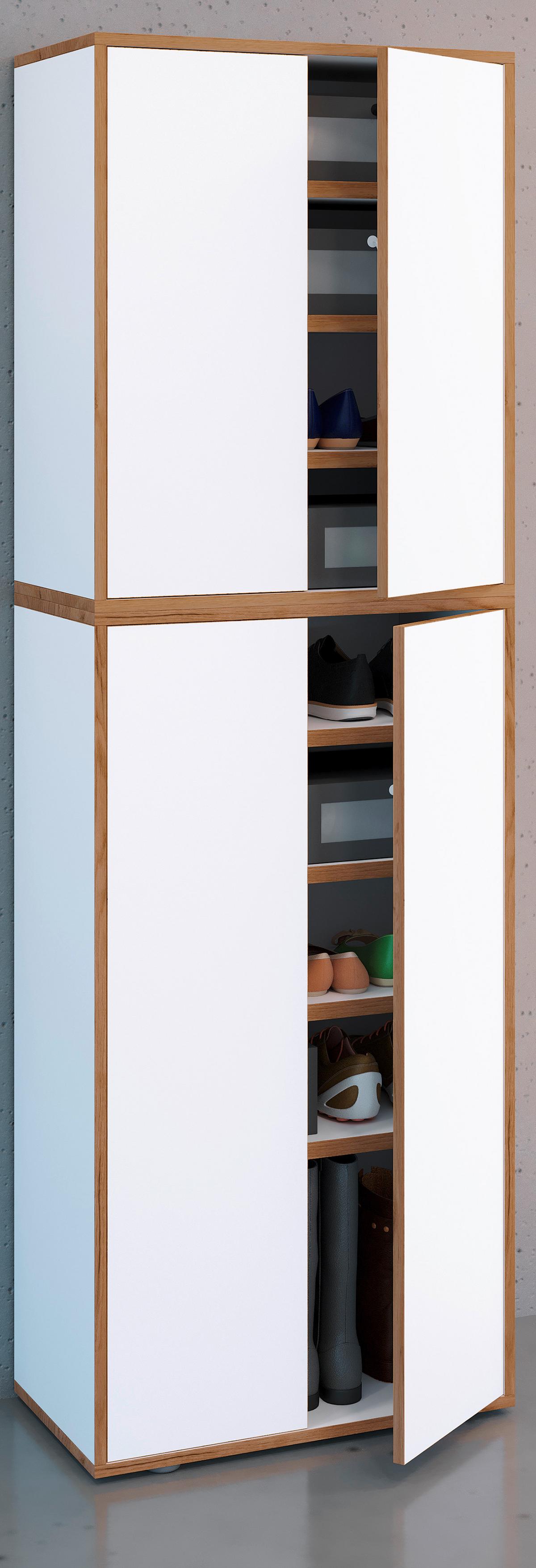 Schuhschrank Salia Honigeiche/Weiß B: 60 cm - Honigeiche/Schwarz, Design, Holzwerkstoff (60/183/33cm) - MID.YOU