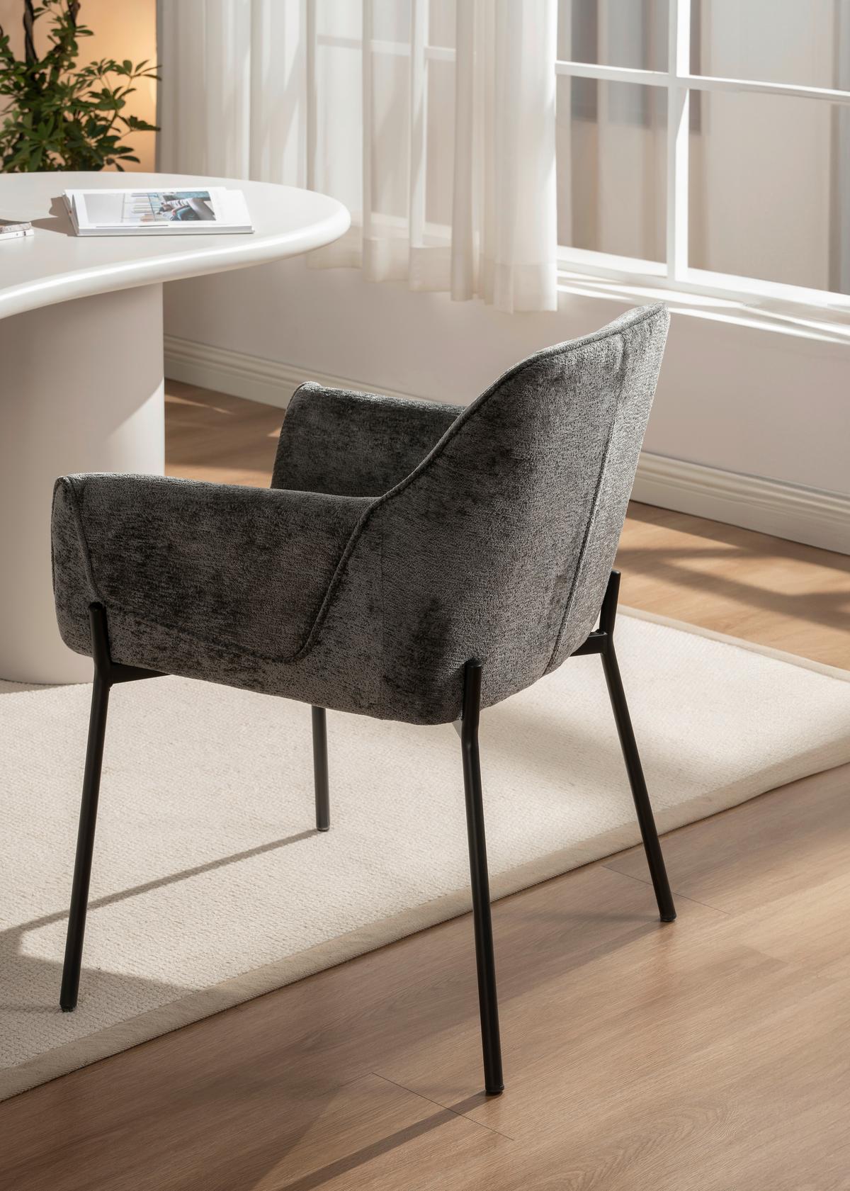 Armlehnstuhl Alea Chenille Grau, B: 62 Cm - Dunkelgrau/Grau, MODERN, Holz/Textil (62/83/62cm) - MID.YOU