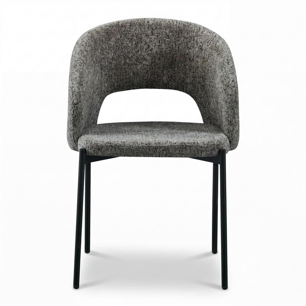 Židle Nadiya lněný vzhled, čalouněné - černá/hnědá, Moderní, kov/dřevo (52/78/56cm) - Bessagi Home