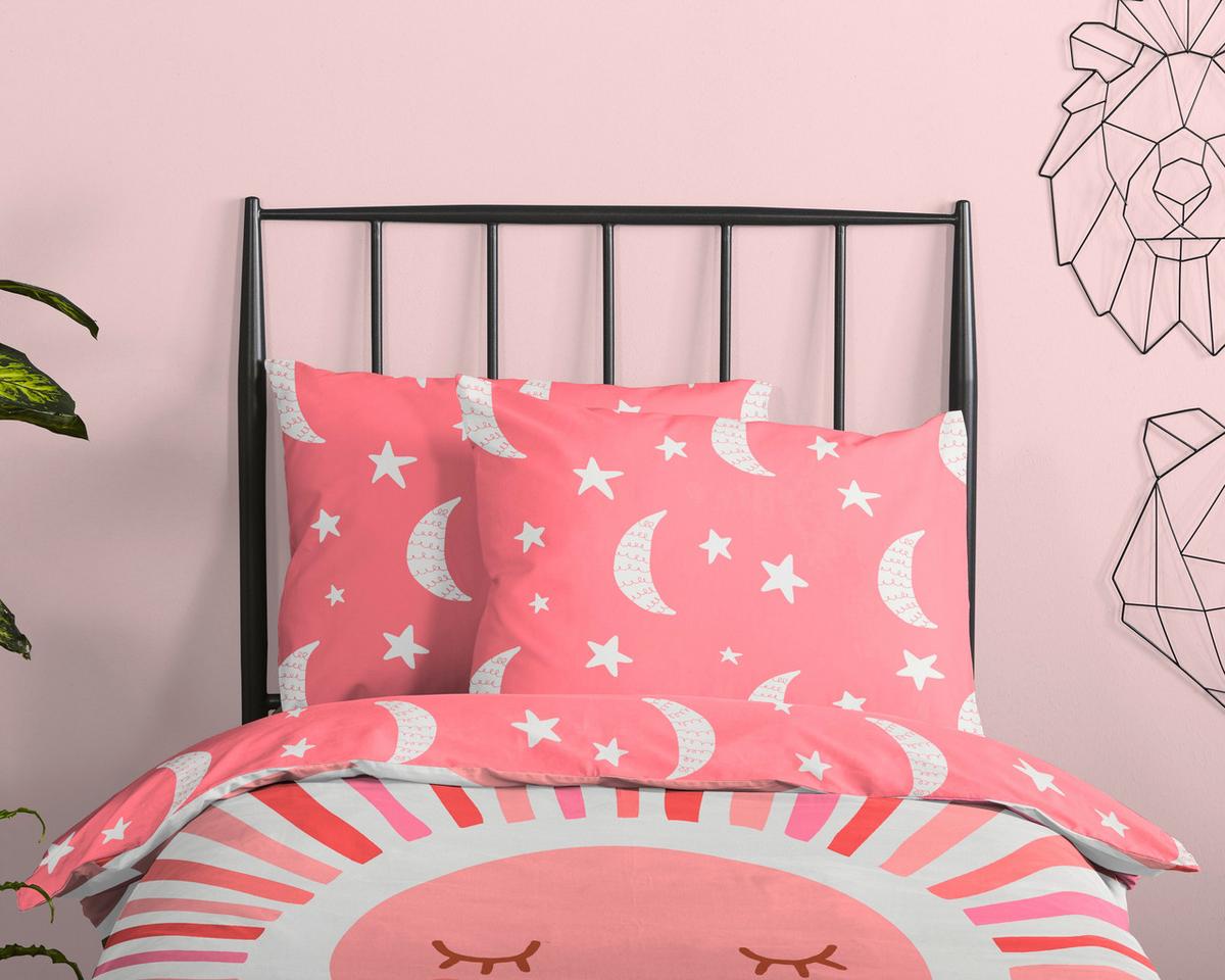 KINDERBETTWÄSCHE SUNNY - Rosa, Trend, Textil (140/200cm)