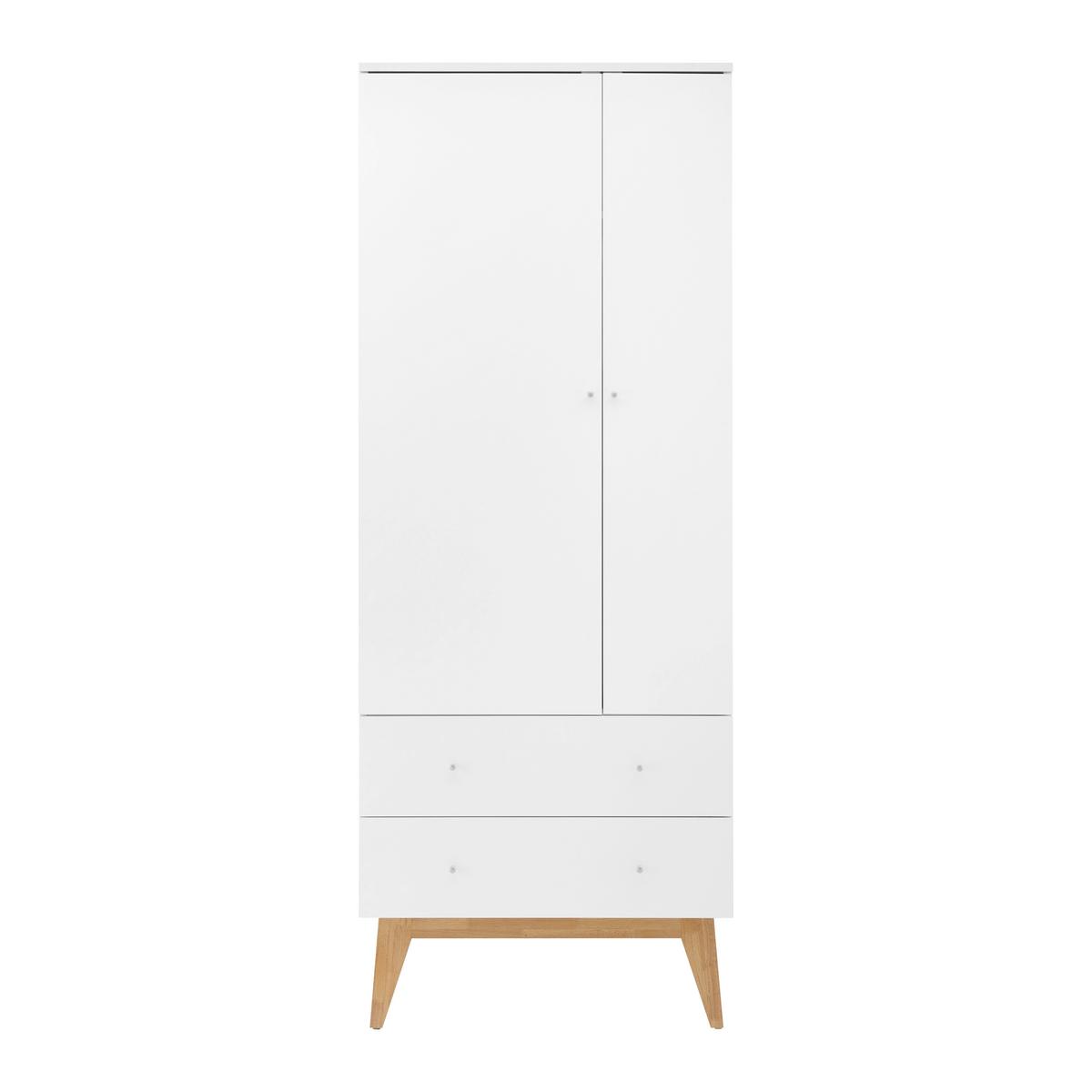 Šatníková skriňa MILO - biela/strieborná, Modern, kov/drevo (80/205/55cm) - Bessagi Home