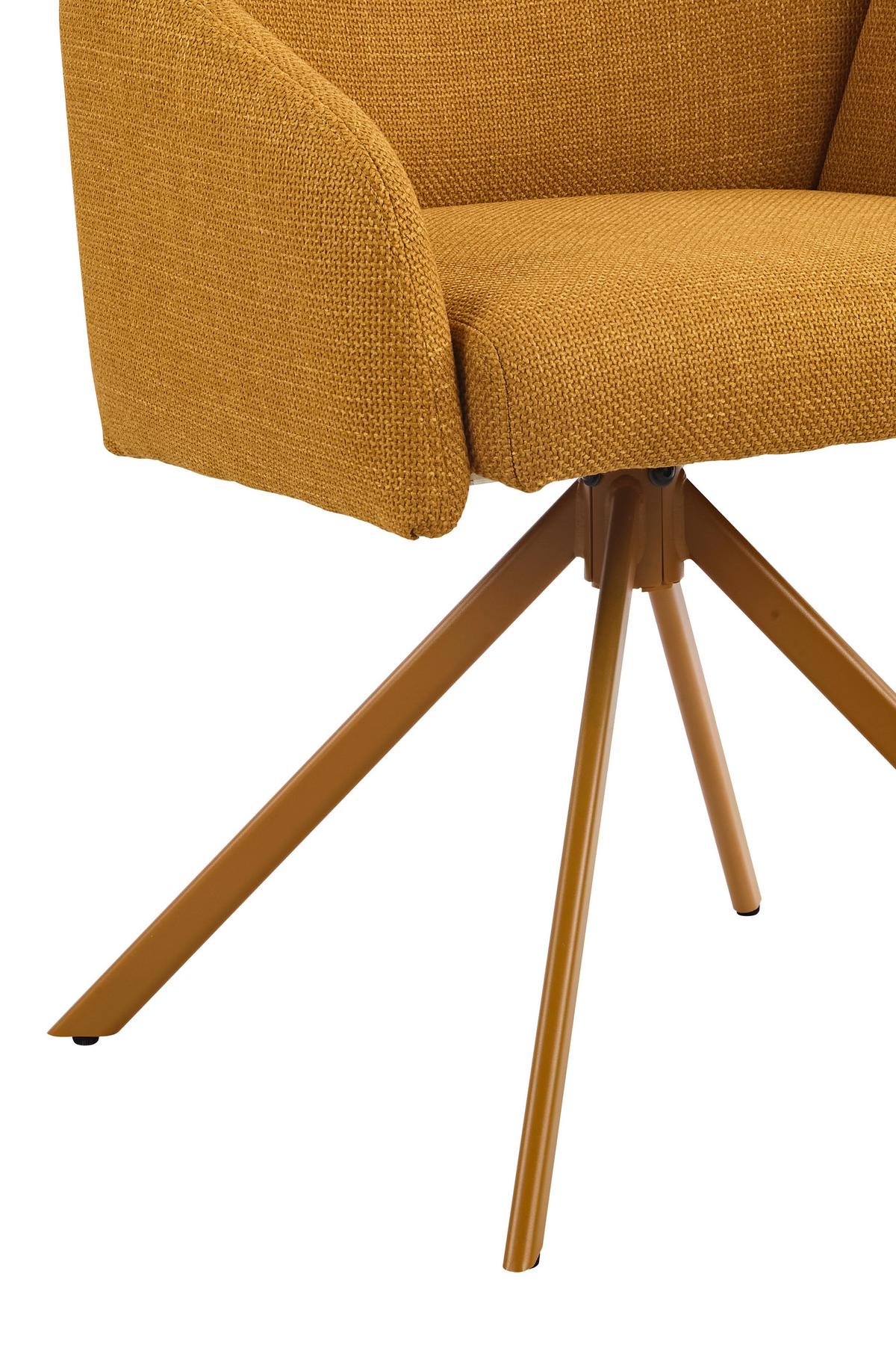 Armlehnstuhl Holly drehbar Webstoff Curry, B: 56,5 cm - Currygelb, MODERN, Textil/Metall (56,5/61/84cm)