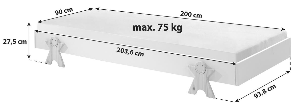 Postel pro děti a mládež MODULO bílá - bílá, Moderní, dřevo/kompozitní dřevo (90/200cm) - MID.YOU
