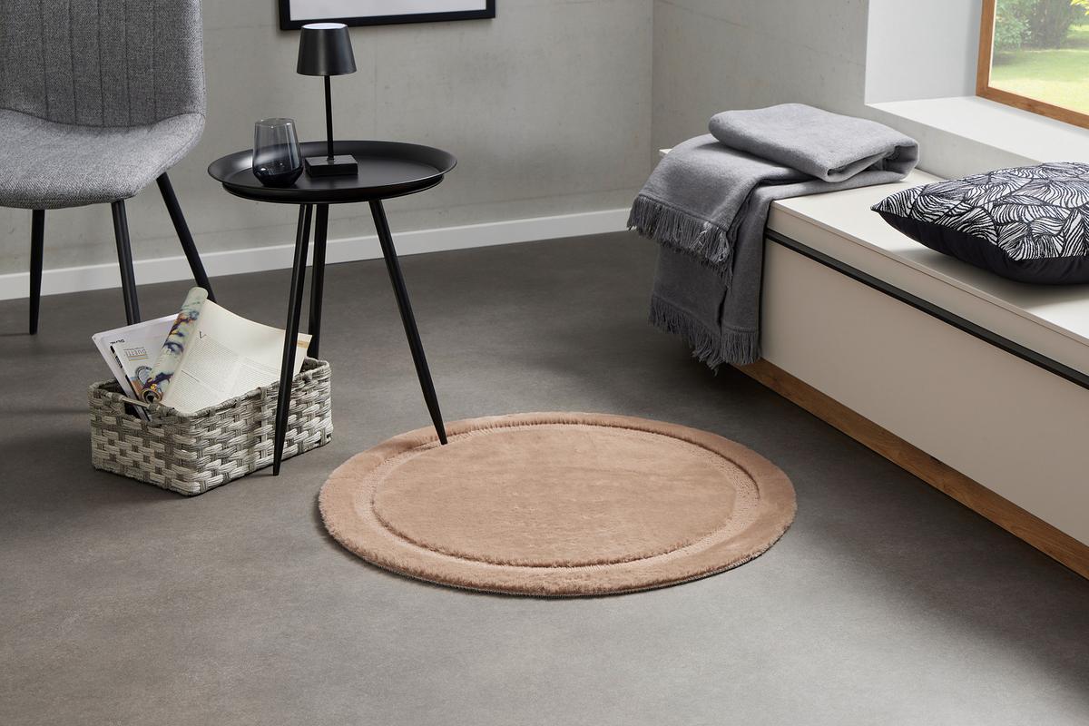 Szőrme Szőnyeg Oliver  Átmérő Kb. 80cm - cappuccino/mokka, Modern, textil (80cm) - Luca Bessoni