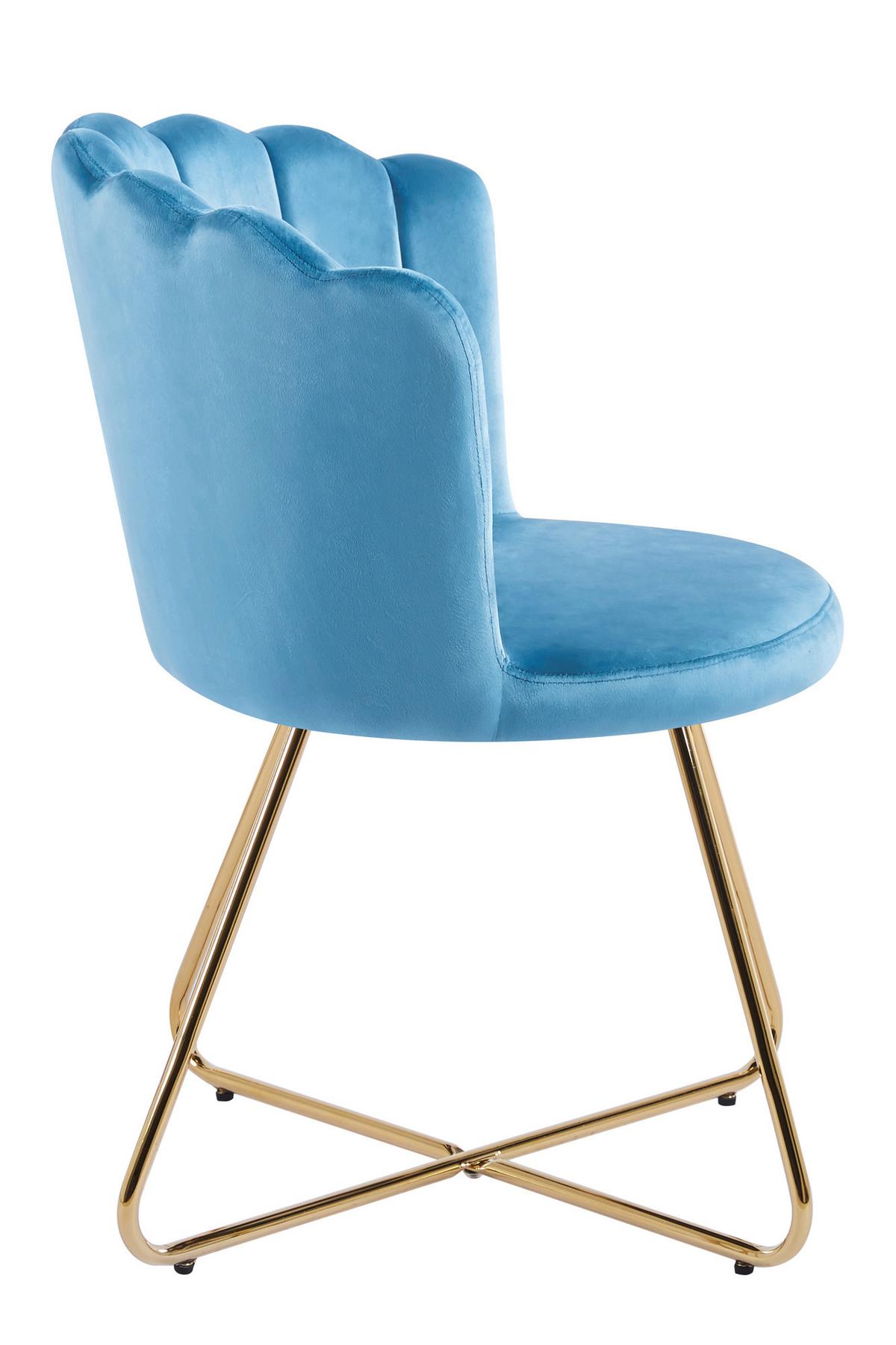 Stuhl-set Blau B: 69,5 Cm - Blau/Goldfarben, MODERN, Textil/Metall (69,5/85/66cm) - Livetastic