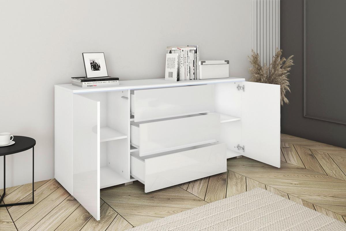 Široká komoda VERA biela VL - sivá/biela, Lifestyle, kompozitné drevo/plast (150/67,9/39,5cm) - P & B