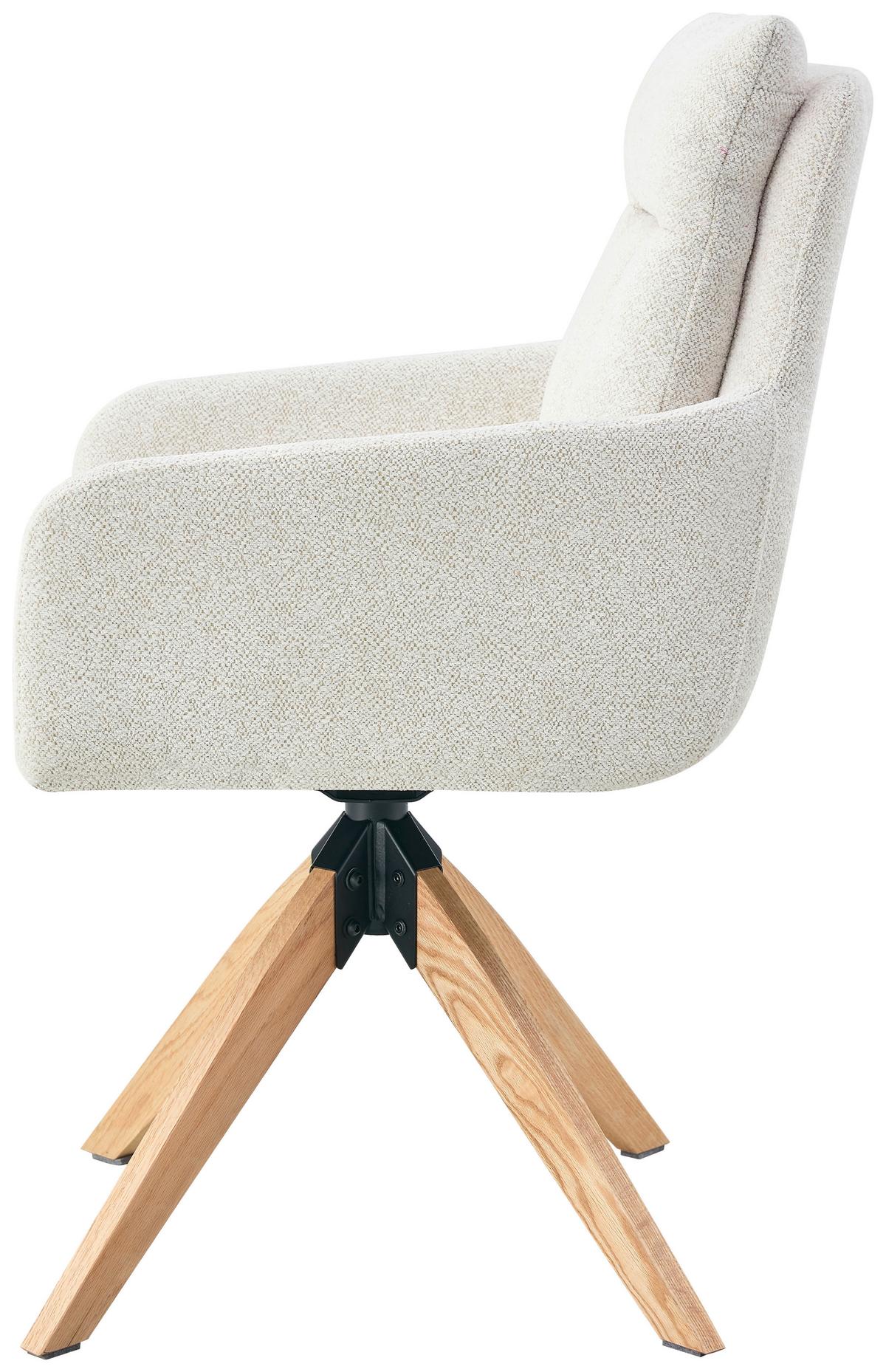 Armlehnstuhl Malik Webstoff Creme, B: 59 Cm - Creme/Naturfarben, KONVENTIONELL, Holz/Textil (59/92/63cm) - Livetastic