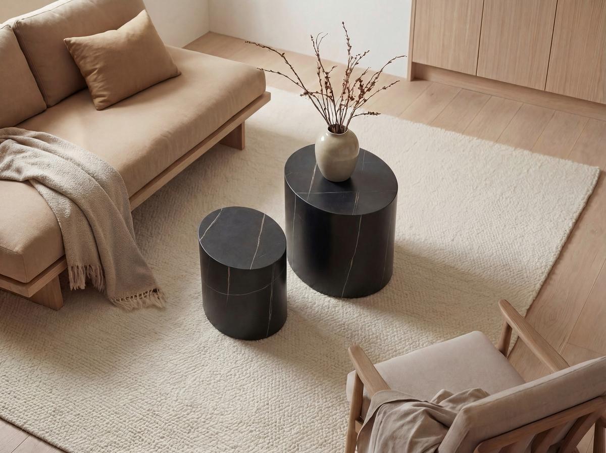 Beistelltischset Kairo Schwarz 2-teilig - Schwarz, Trend, Holzwerkstoff (48/38/38/32/40/30cm)