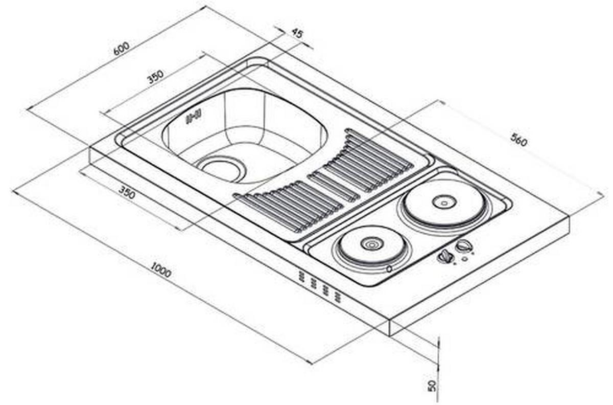 Miniküche Nano Buchefarben B: 100 cm - Buchefarben, MODERN, Holzwerkstoff (100cm) - FlexWell