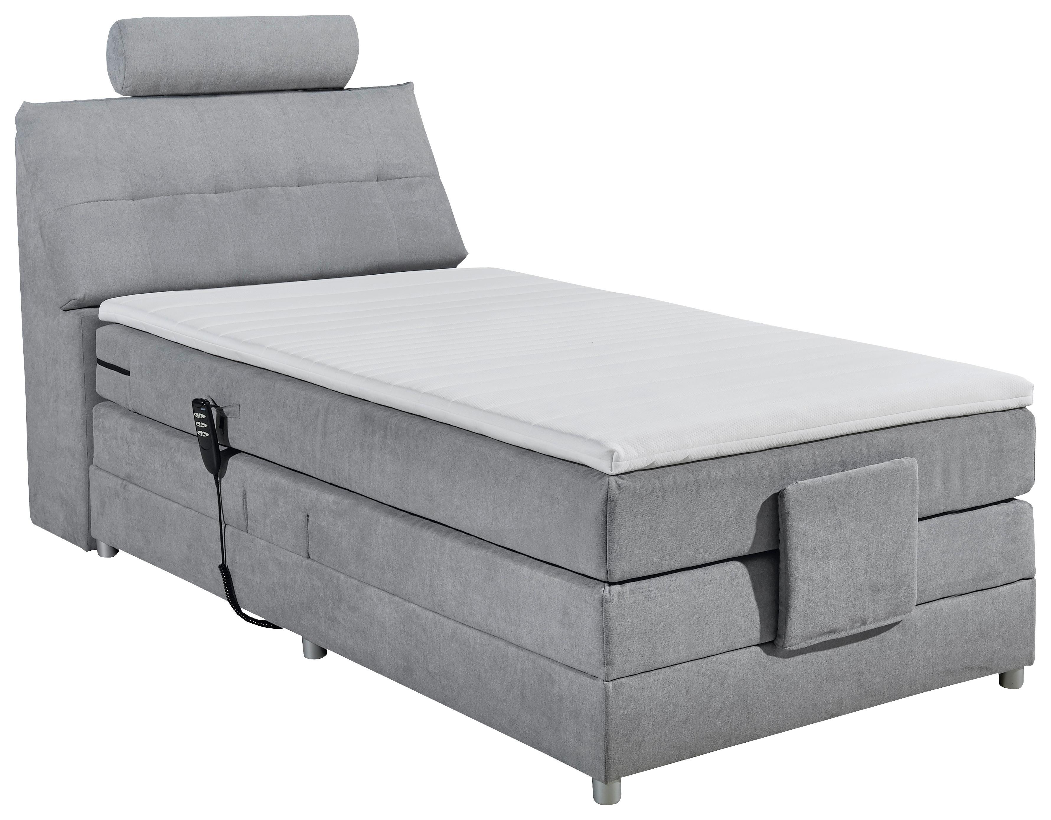 Boxspringbett Mit Topper Elektrisch Verstellbar 120x200 - Silberfarben/Hellgrau, MODERN, Holzwerkstoff/Textil (120/200cm) - MID.YOU