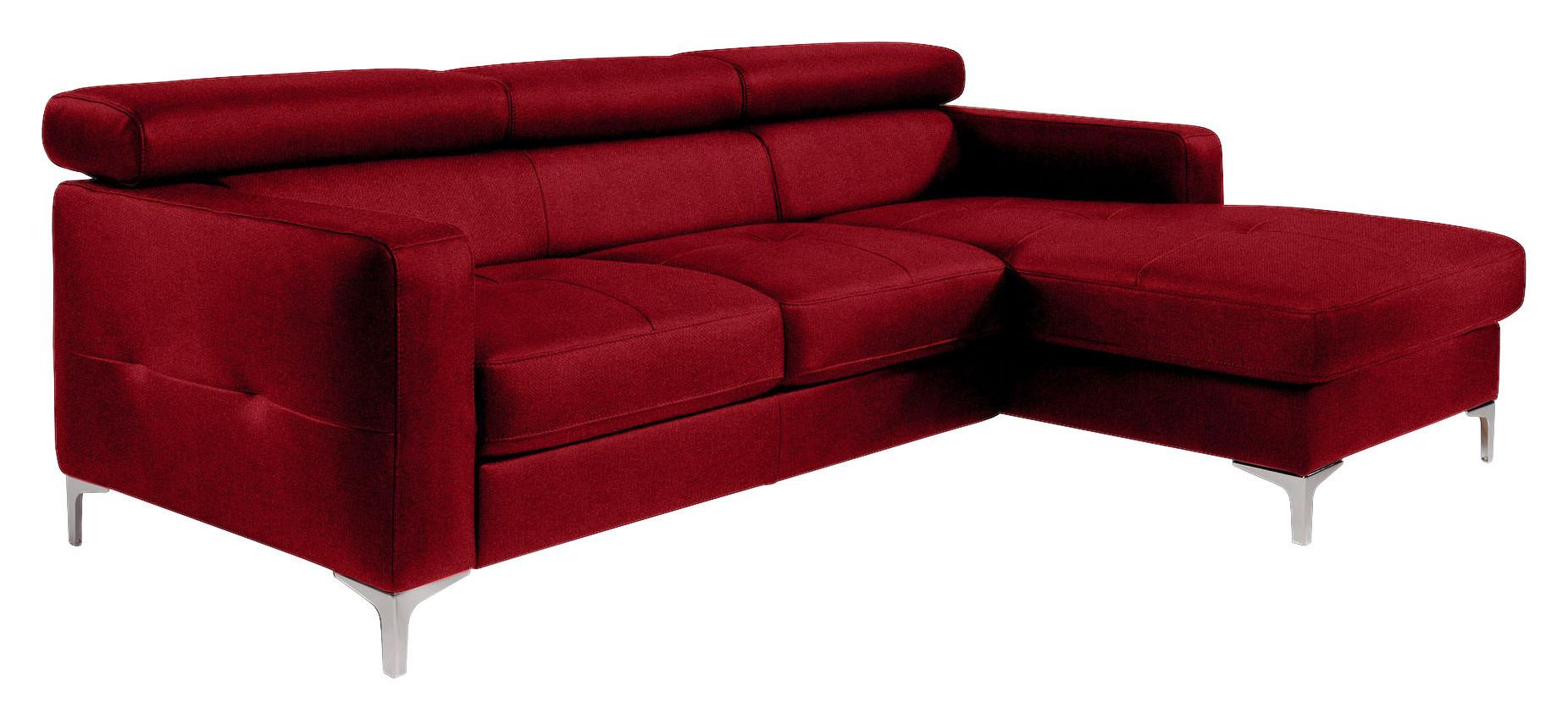 Ecksofa Sammy Dunkelrot - Chromfarben/Dunkelrot, Design, Textil (226/169cm) - Livetastic