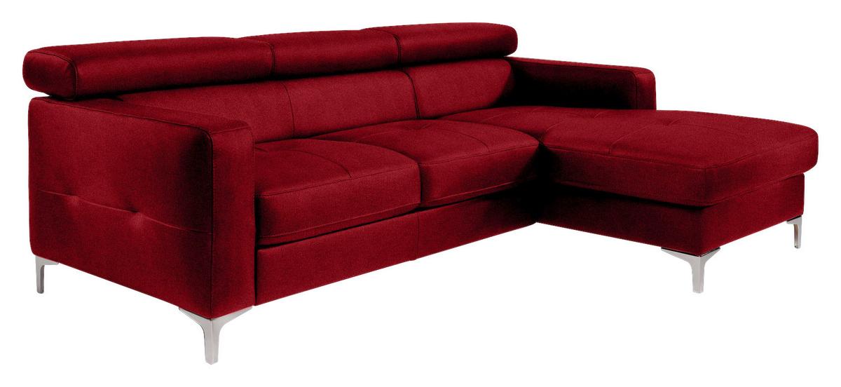 Ecksofa Sammy Dunkelrot - Chromfarben/Dunkelrot, Design, Textil (226/169cm) - Livetastic