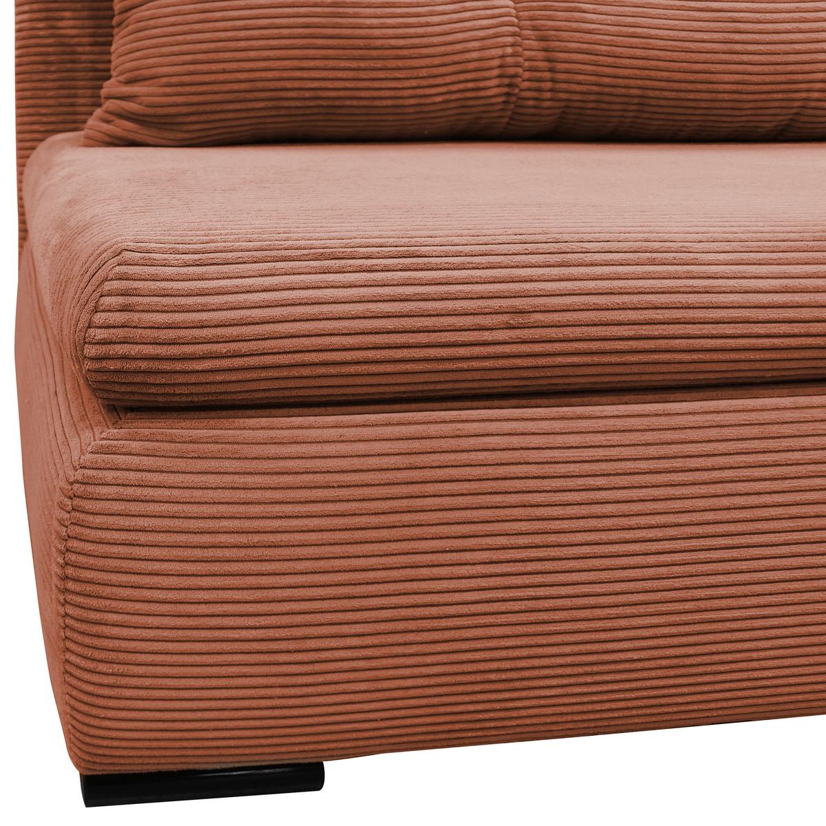 2-sitzer-sofa Yellow Mit Schlaffunktion Koralle Cord - Koralle/Schwarz, Design, Textil (154/93/85cm) - MID.YOU