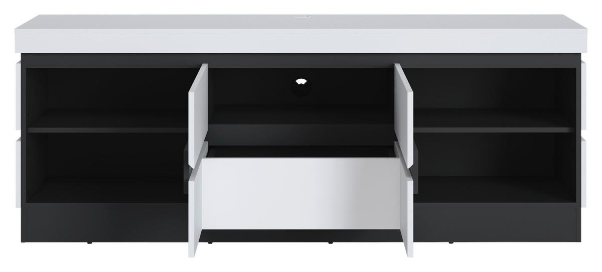 Tv-elem Campania - antracit/fehér, Trend, faalapú anyag (180,2/68/45cm)