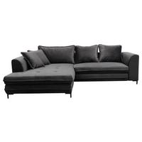 Ecksofa Mit Schlaffunktion Bello Mit Kissen Grau - Schwarz/Grau, Design, Textil (187/277cm) - Livetastic