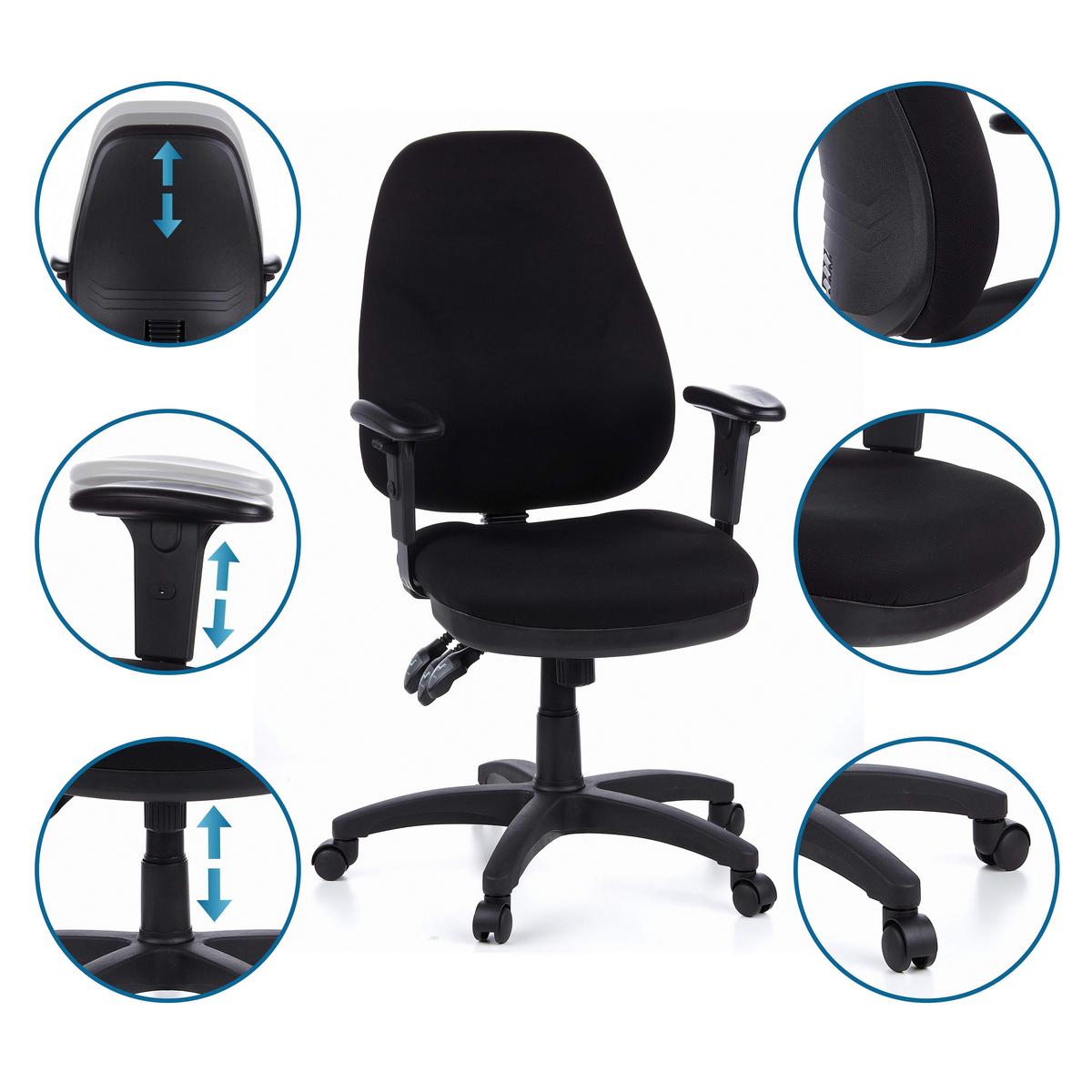 Bürostuhl Zenit Pro Schwarz Bis 120 Kg - Schwarz, Basics, Kunststoff/Textil (58/121/46cm) - MID.YOU