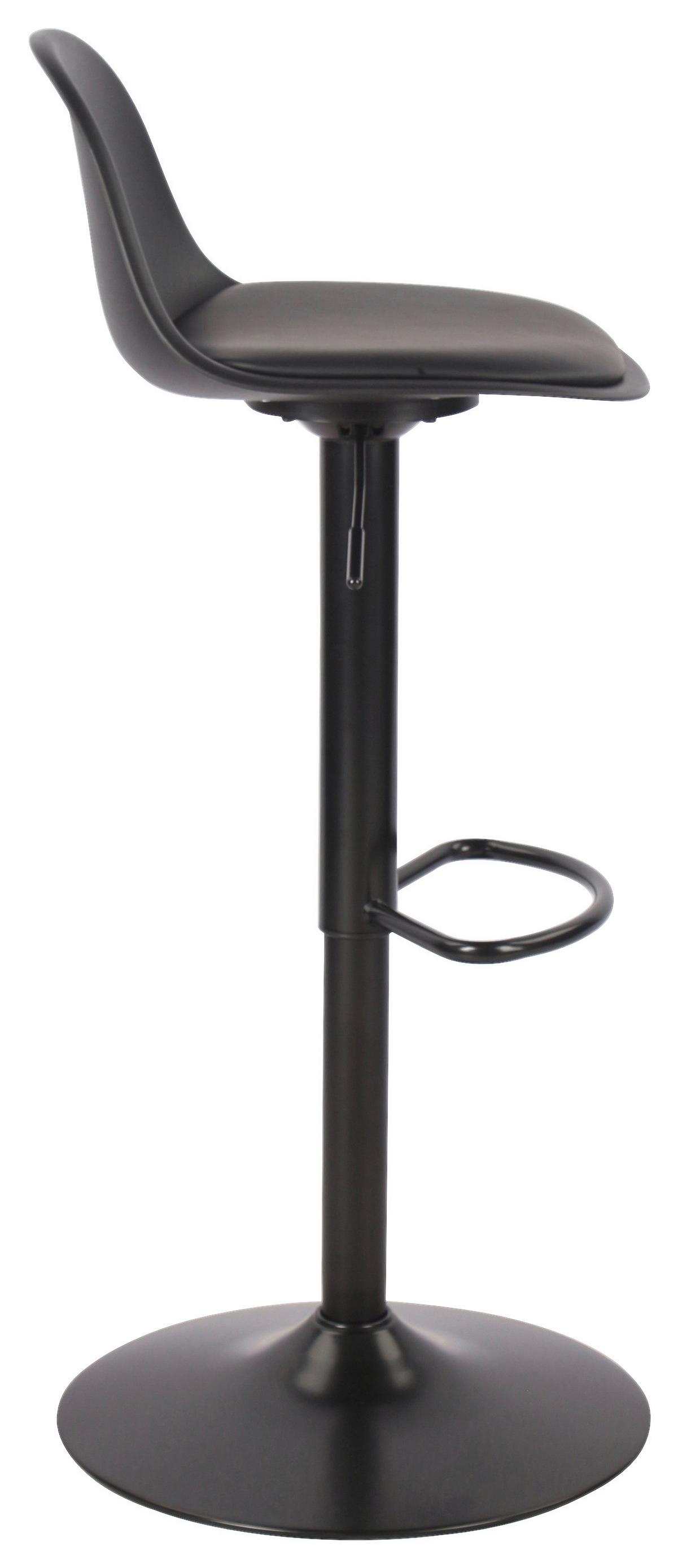 Barhocker höhenverstellbar Conte Lederlook Schwarz - Schwarz, MODERN, Kunststoff/Textil (44/112/49cm)