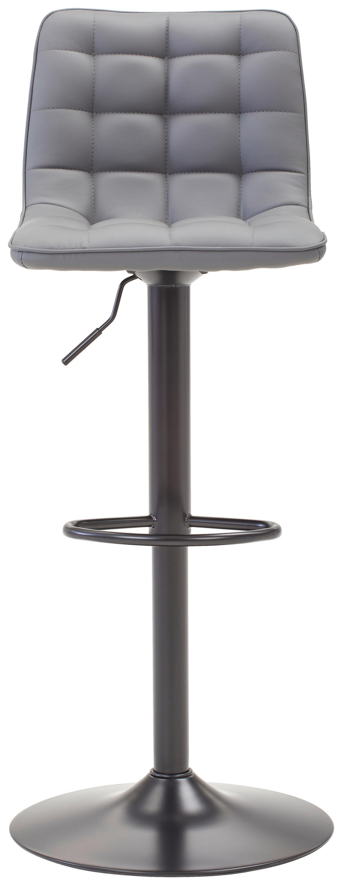 Barhocker Elias Grau höhenverstellbar, B: 42 cm - Schwarz/Grau, MODERN, Textil/Metall (42/109,5/52cm) - Livetastic