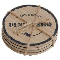 Sada podložiek BBQ, 4-dielna - hnedá/čierna, Modern, drevo (10cm) - Premium Living