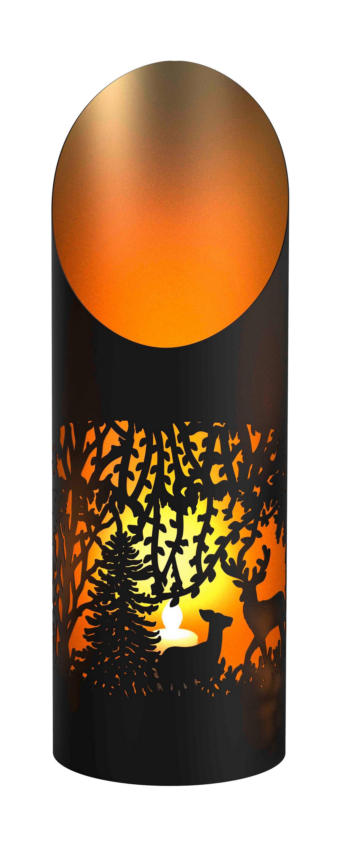 Windlicht Titiana M - Goldfarben/Schwarz, KONVENTIONELL, Metall (10/29cm) - Luca Bessoni