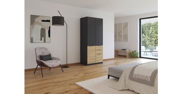 Drehtürenschrank Mit Schubladen 91cm Max-Extra - Eiche Artisan/Grau, KONVENTIONELL, Holzwerkstoff (91/210/54cm) - James Wood