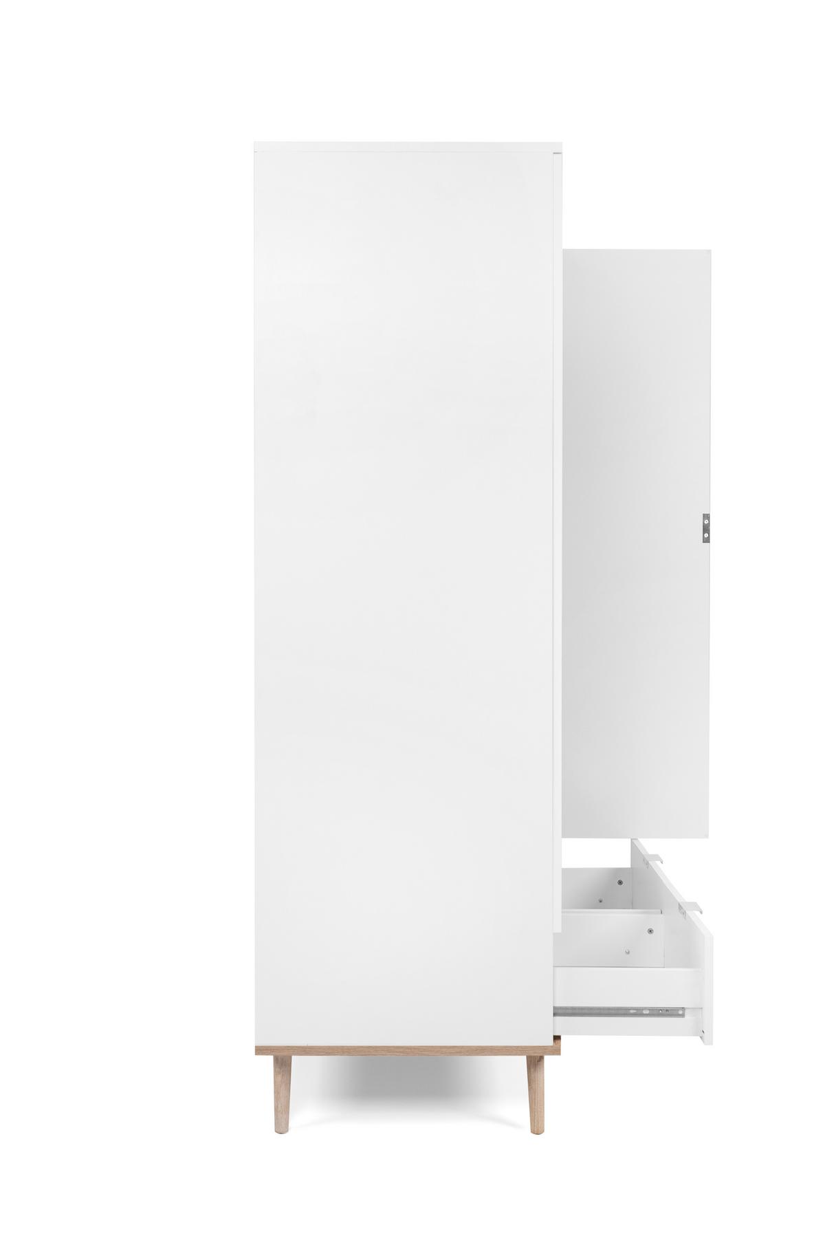 Drehtürenschrank + Schubladen B: 90 cm Göteburg 61, Weiß - Eichefarben/Weiß, Design, Holzwerkstoff (90/180/55cm) - MID.YOU