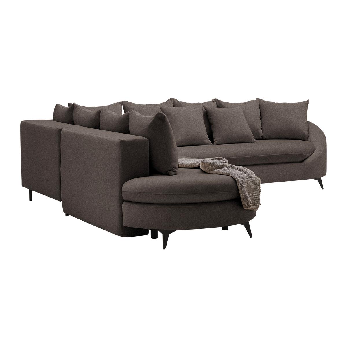 Rohová sedačka AXEL, ľavá, mokka ženilka - čierna/mokka, Modern, kov/textil (250/87/291cm) - Mömax
