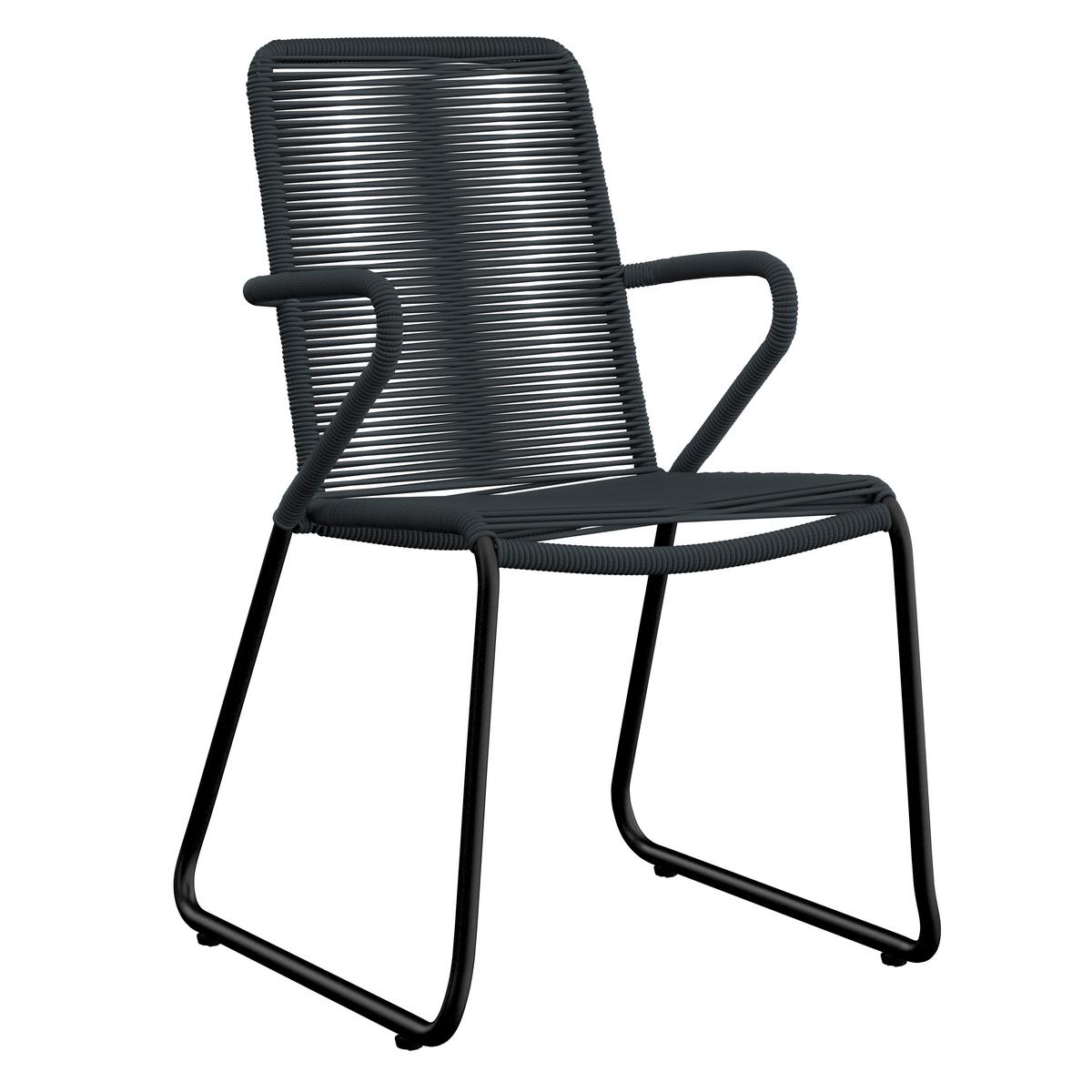 Gartenstuhl Stapelbar Trendy New Carbonstahl - Anthrazit/Schwarz, MODERN, Kunststoff/Metall (58/88/54cm) - Beldano