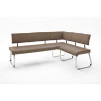 Eckbank Arco Leder Cappoccino B: 200 Cm - Edelstahlfarben/Cappuccino, Trend, Leder/Metall (200/150cm)