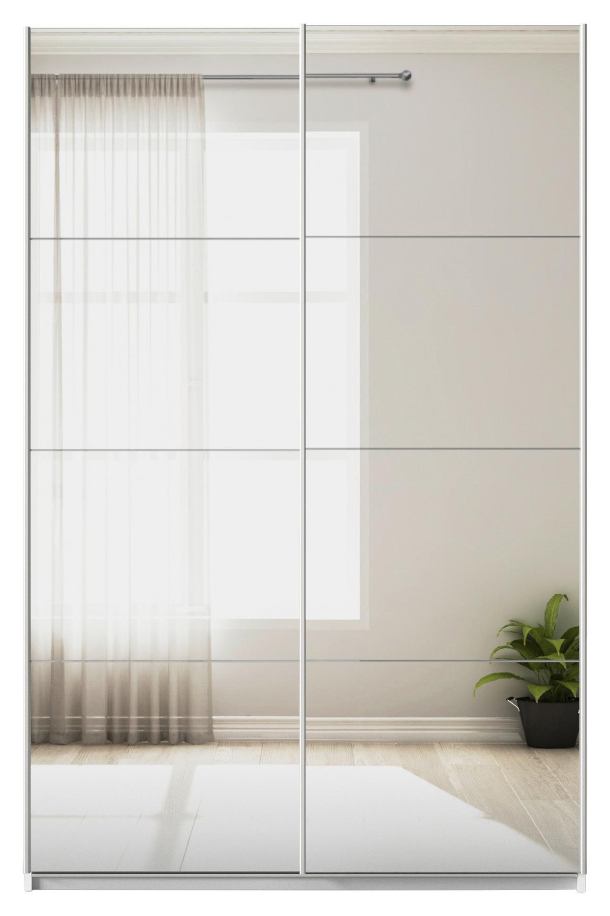 Tolóajtós Szekrény Feldkirch 136/210 Cm - ezüst/fehér, Modern, faalapú anyag/Üveg (136/210/62cm)