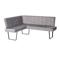 Eckbank Tilos Samt Dunkelgrau, S: 150x190 cm - Dunkelgrau/Schwarz, KONVENTIONELL, Textil/Metall (150/190cm) - MID.YOU