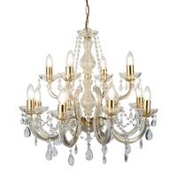 Kristall-hängeleuchte Marie Therese 699-12 - Goldfarben, KONVENTIONELL, Glas/Kunststoff (63/120cm)