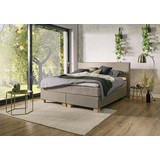 Boxspringbett mit Topper 180x200cm Hampton H2/H3 - Eichefarben/Beige, KONVENTIONELL, Textil (180/200cm) - Luca Bessoni