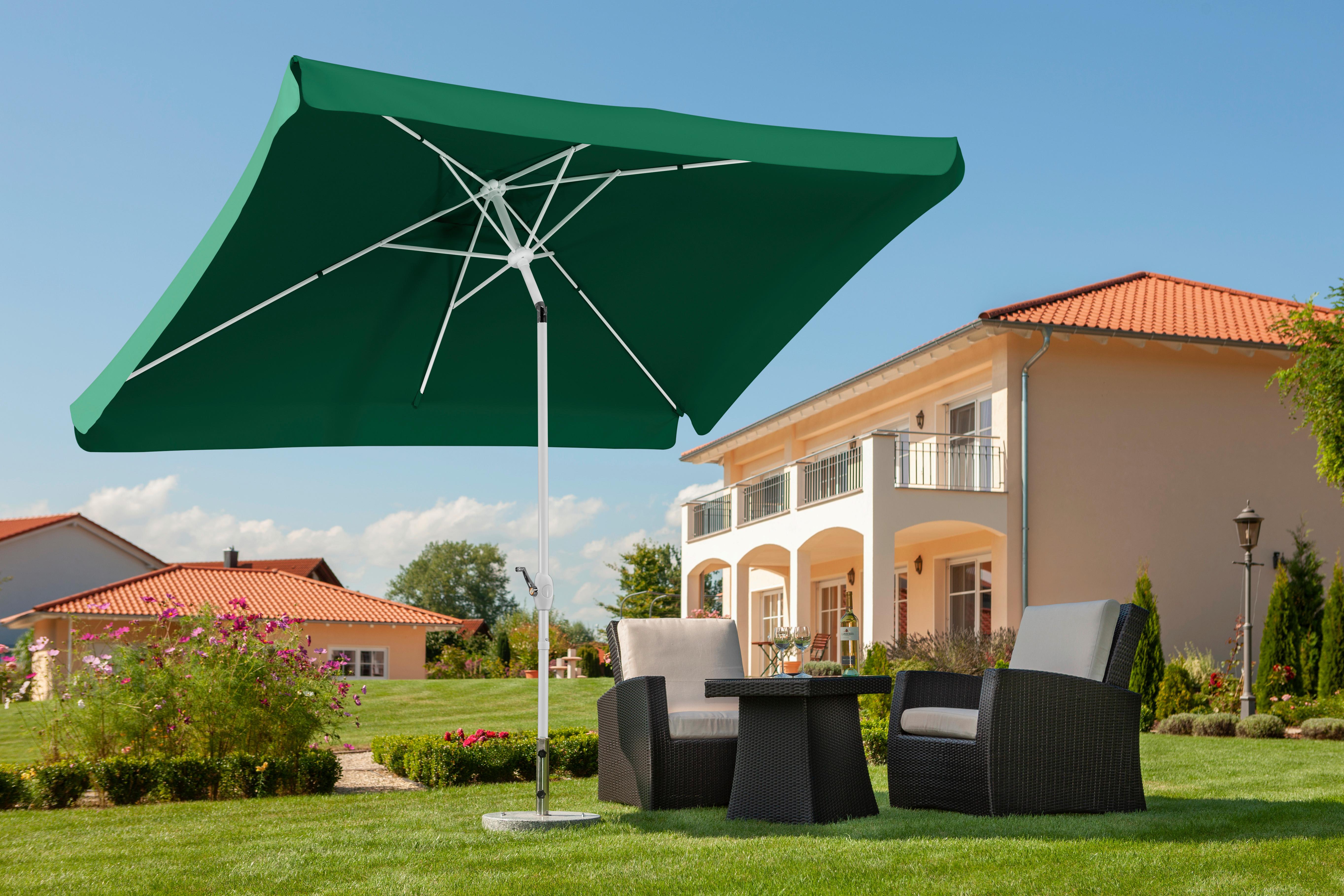 Sonnenschirm Oslo BxHxT: 200x250x300 cm Grün - Weiß/Grün, Basics, Textil/Metall (200/250/300cm) - Schneider