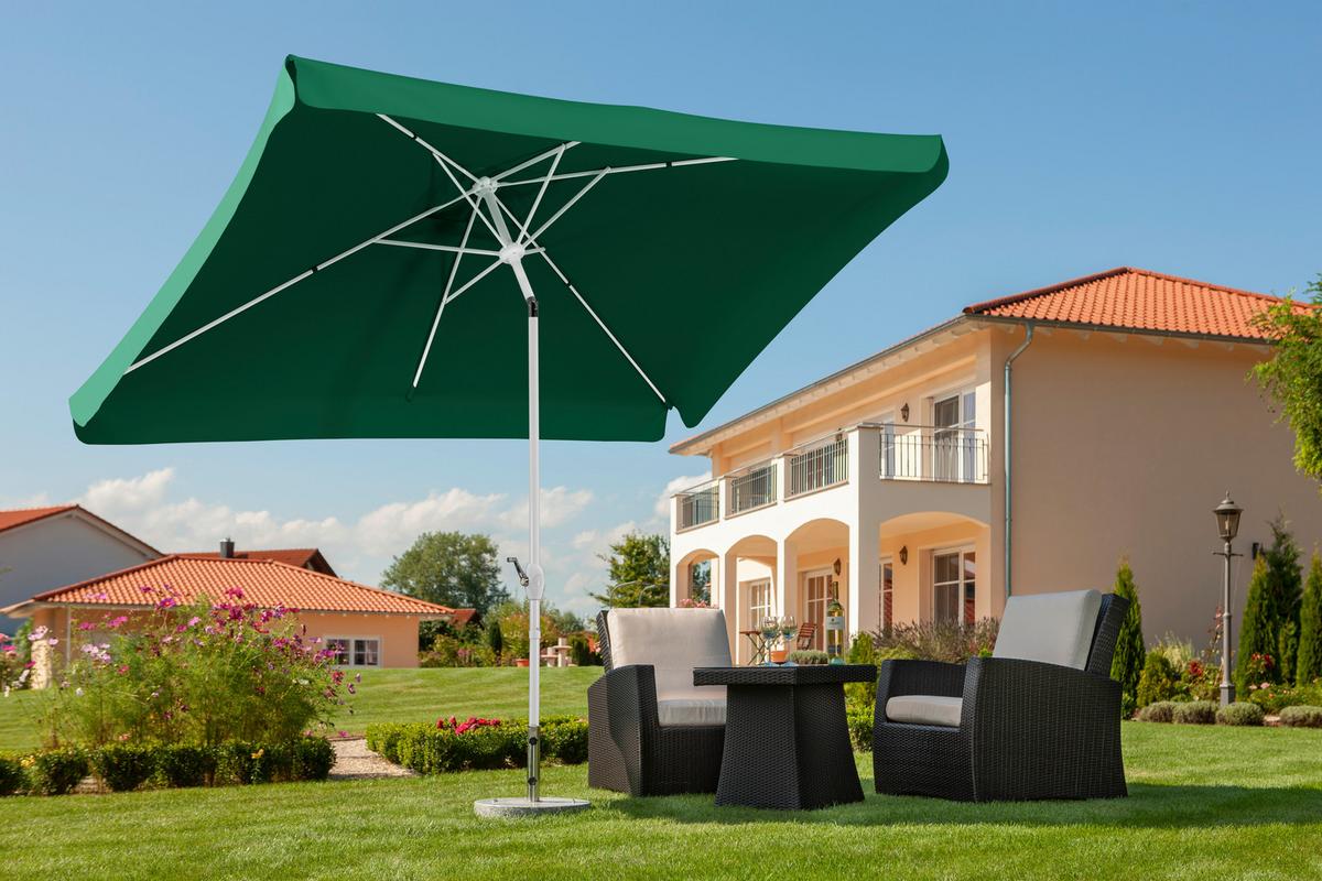 Sonnenschirm Oslo Bht: 200x250x300 Cm Grün - Weiß/Grün, Basics, Textil/Metall (200/250/300cm) - Schneider