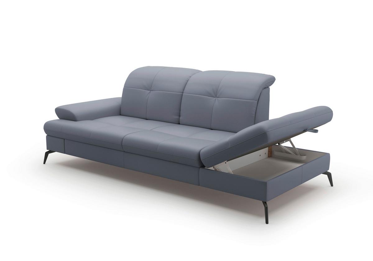Récamiere Amica E, Graublau B: 231 Cm - Graublau/Schwarz, KONVENTIONELL, Leder (231/90/122cm) - Sit & More