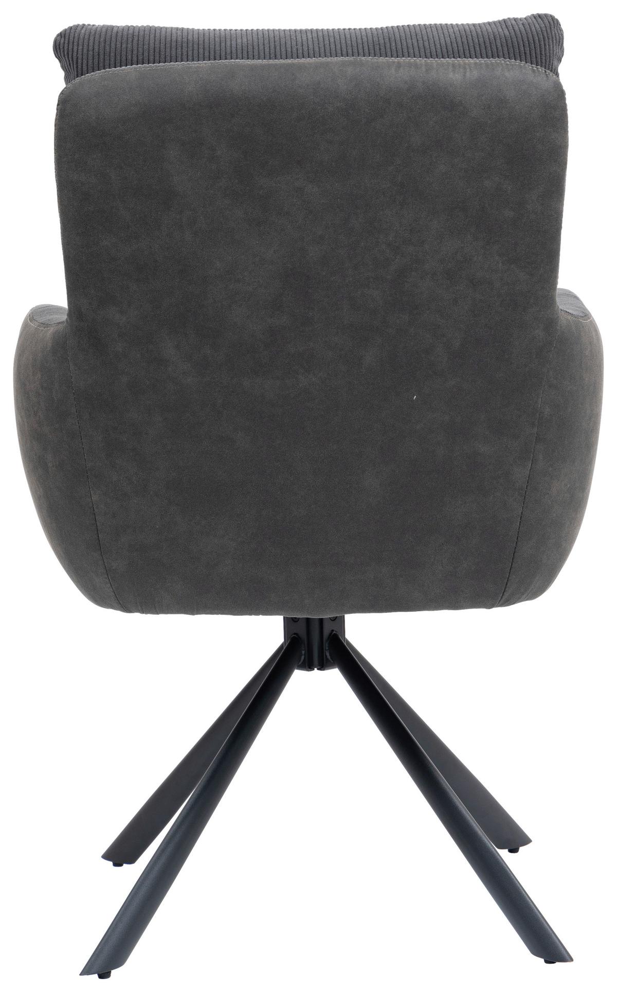 Armlehnstuhl Emely Anthrazit Sitzfl. 180° drehbar, B: 60cm - Anthrazit/Schwarz, KONVENTIONELL, Textil/Metall (60/95/67cm) - MID.YOU