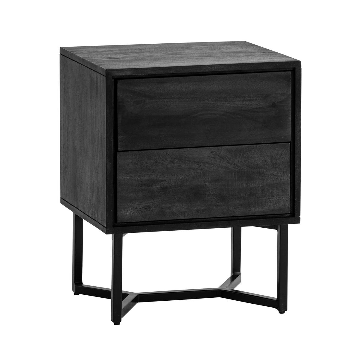 Nachttisch Schwarz B: 45 cm - Schwarz, Design, Holz/Metall (45/57/40cm) - Livetastic