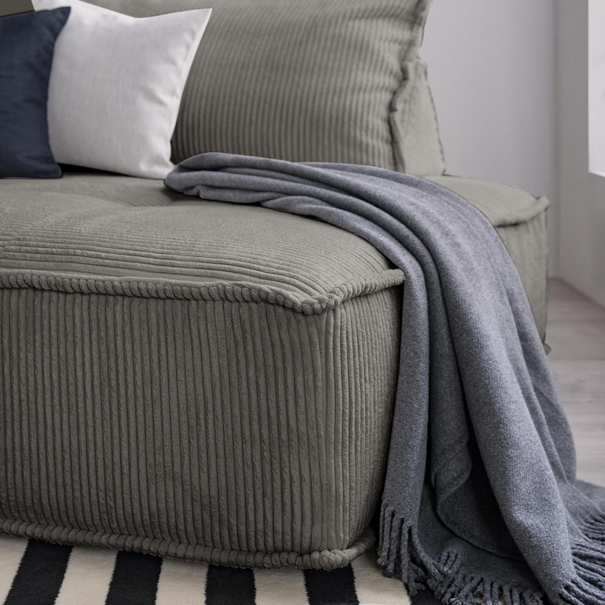 Rückenkissen Cordy, Anthrazit B: 83 Cm - Anthrazit, MODERN, Textil (83/25/42cm) - Trendmanufaktur